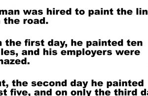 A man was hired to paint the lines on the road