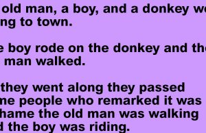 An old man, a boy and a donkey were going to town.