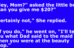 A little boy asked his mom to give him $20
