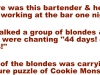 Five blondes play puzzles