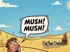 A man is lost in the desert.